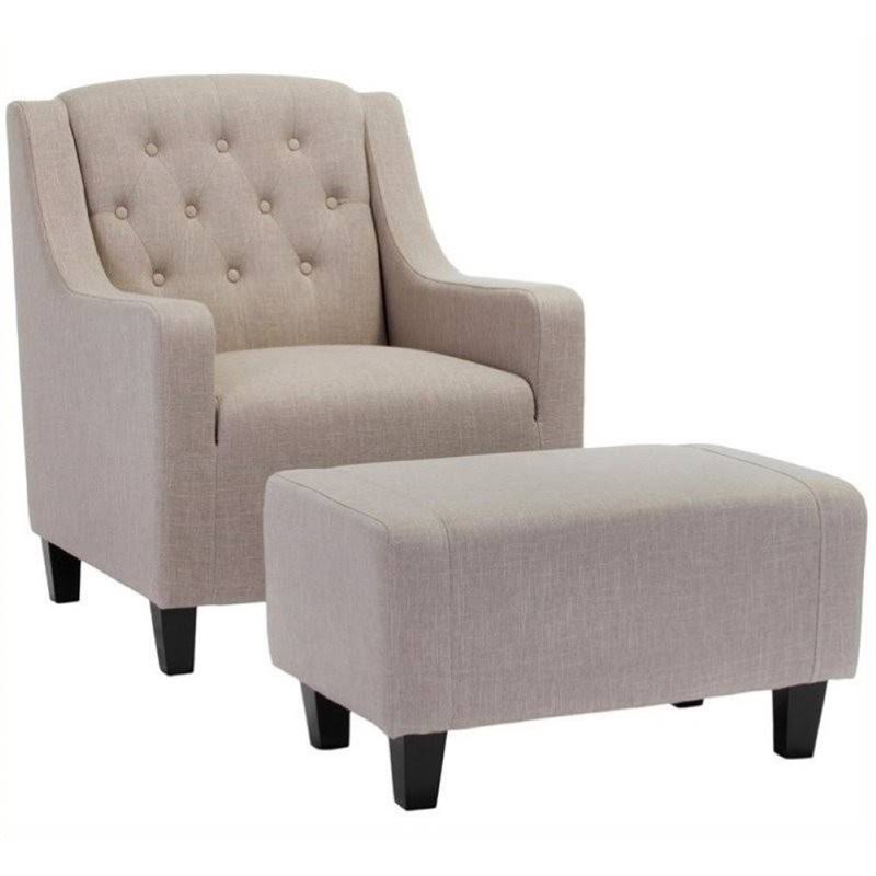 Beige Accent Chair with Ottoman B870994