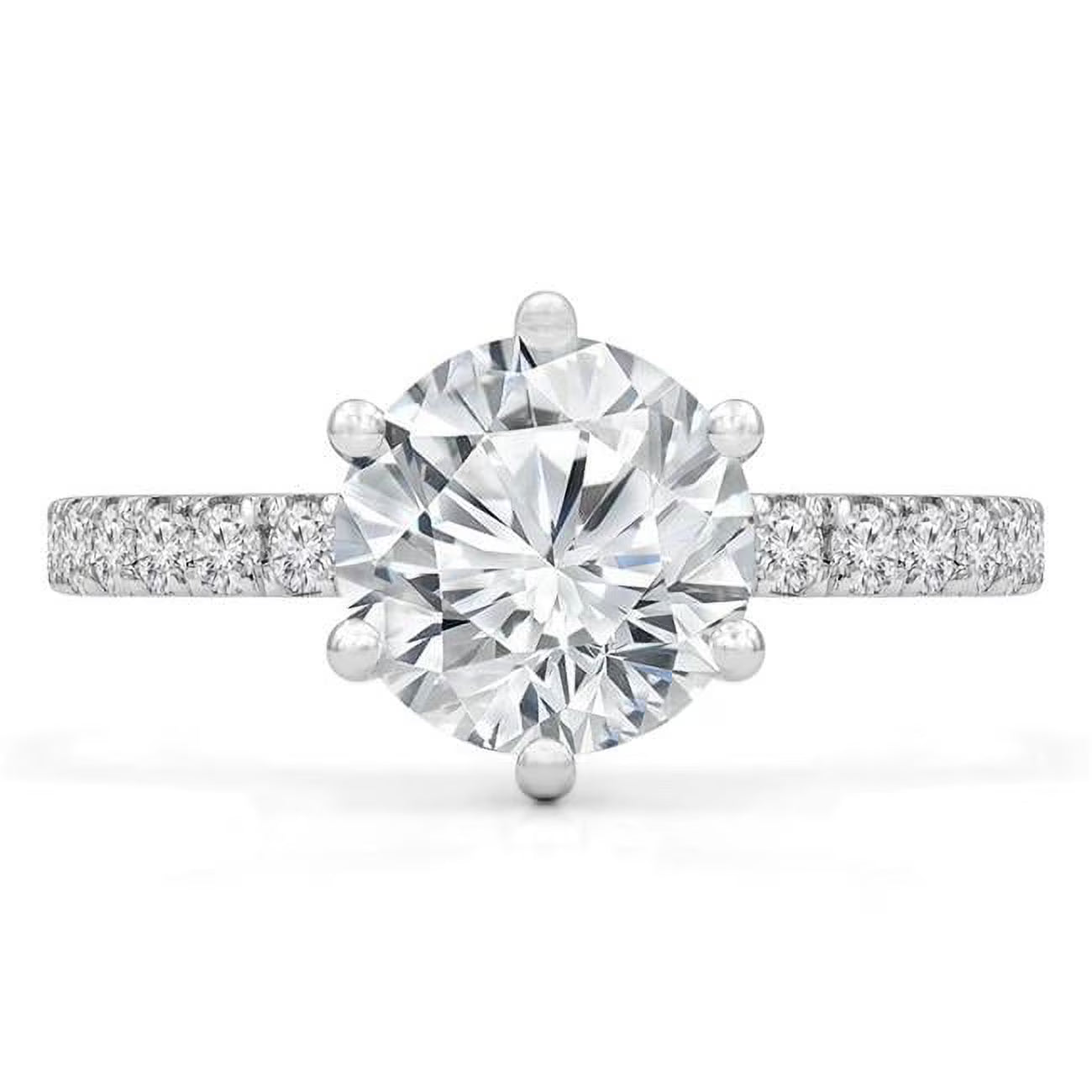 14K White Gold Solitaire Engagement Ring with Accents Z49327