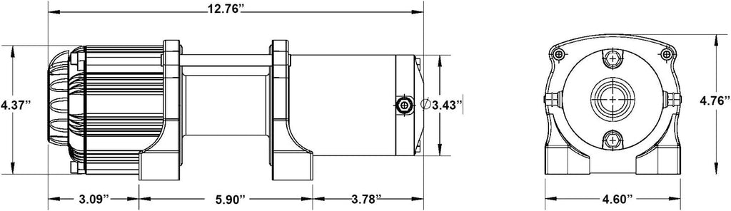 3500 lb Winch with Winch Mounting Plate, 3/16" Steel Plating Y4192