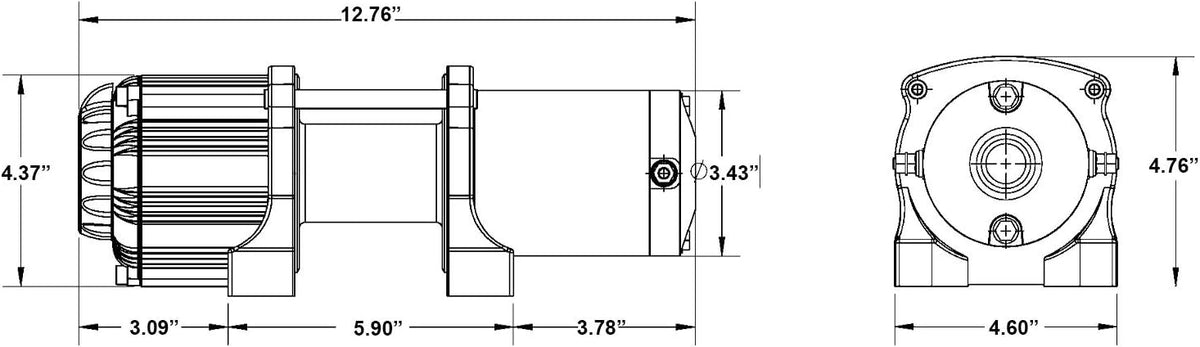 3500 lb Winch with Winch Mounting Plate, 3/16" Steel Plating Y4192