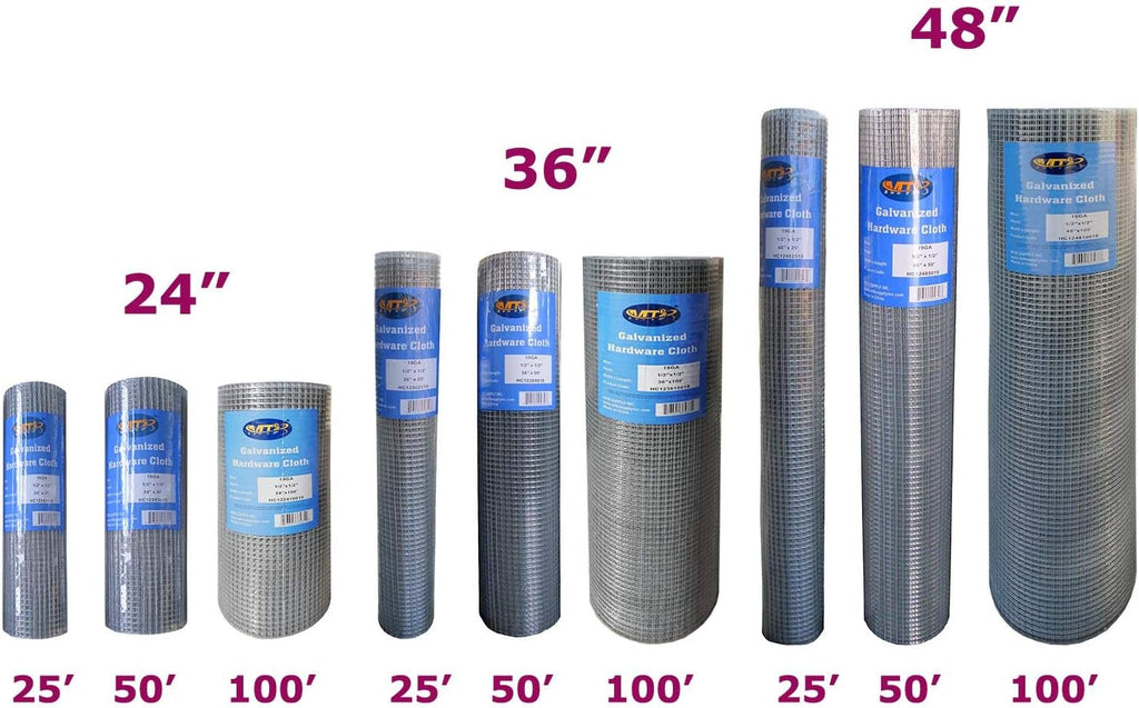 Galvanized Hardware Cloth 24 Inch x 100 Foot 1/2 Inch x 1/2 Inch 19GA P751433