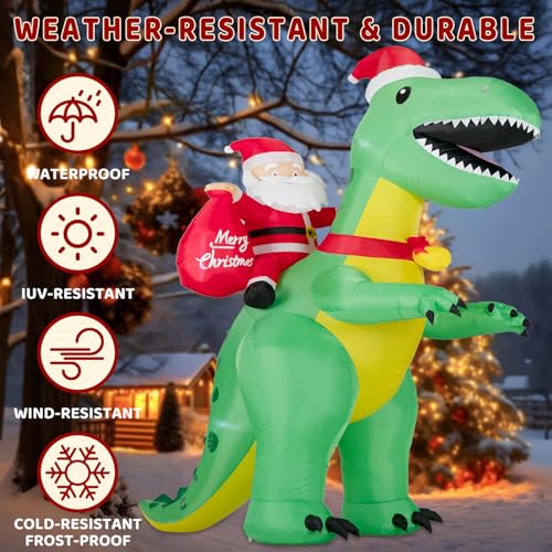 8FT Christmas Inflatables Santa Claus with Christmas Tree, Built-in LED Lights A300559
