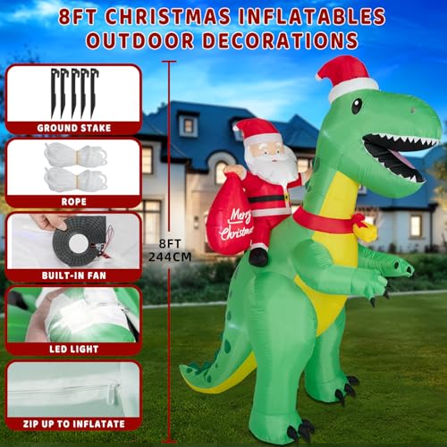 8FT Christmas Inflatables Santa Claus with Christmas Tree, Built-in LED Lights A300559