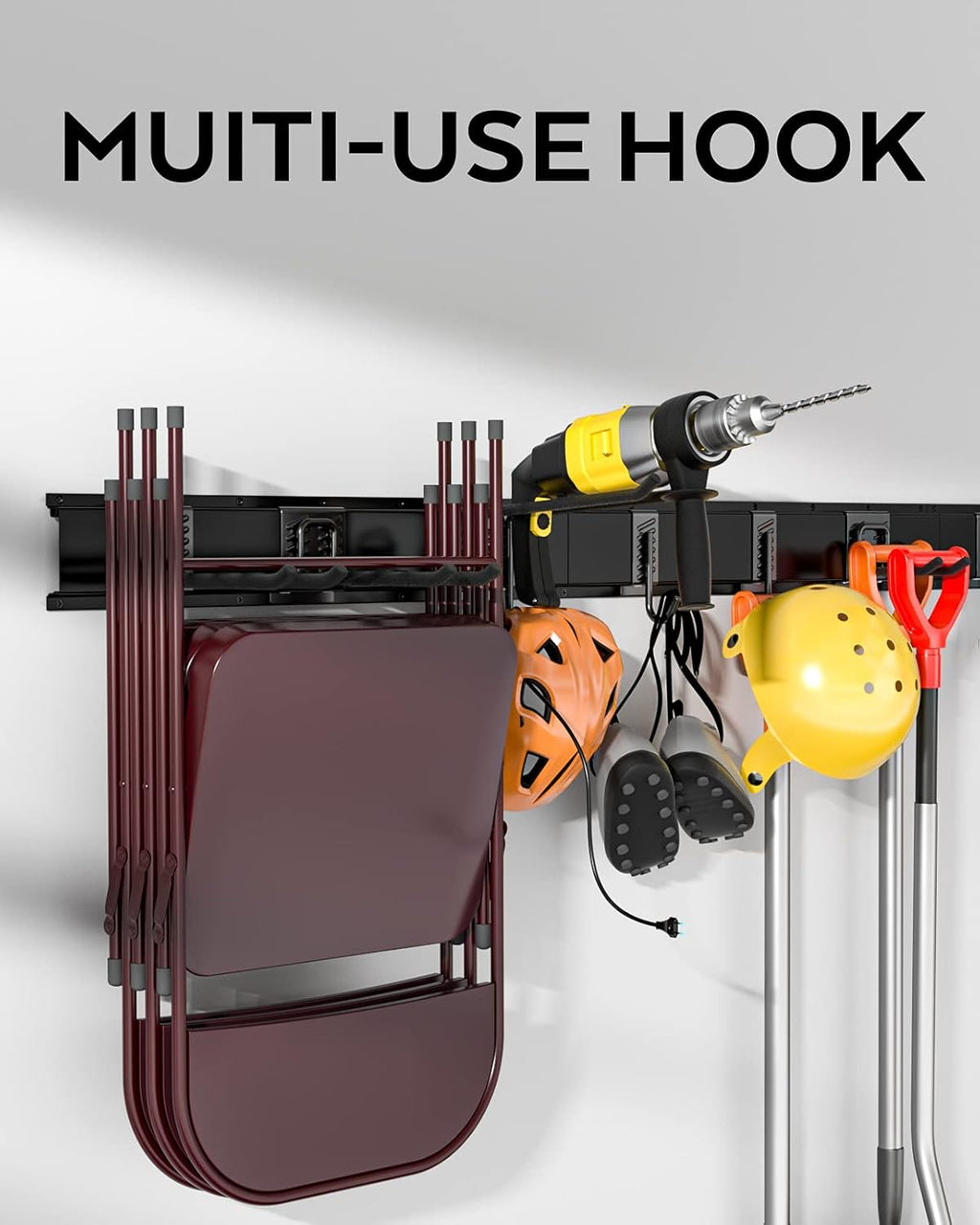12 PCS Adjustable Steel Garage Storage Rack with 9 Wall Hooks and Hanger O2866