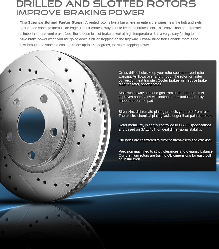 Front 300mm Drilled & Slotted 5 Lug Rotors Pack of 2 N134