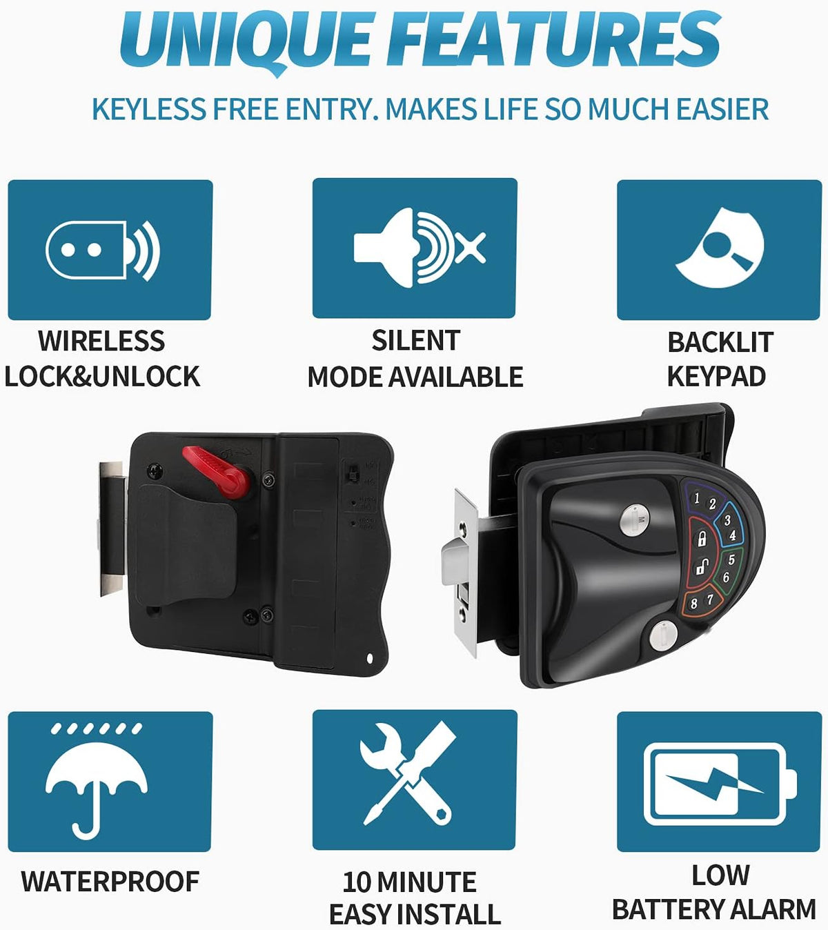 RV Keyless Entry Door Lock with Deadbolt and Silent Mode J488870