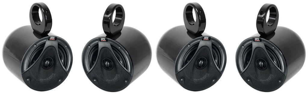 6.5" 150 Watt Black Marine Boat Wakeboard Tower Speakers W2196