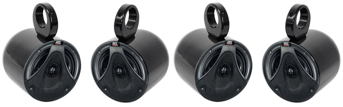 6.5" 150 Watt Black Marine Boat Wakeboard Tower Speakers W2196