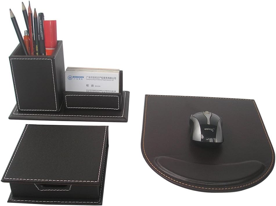 5 Pcs Desk Organizer Set with Tissue Box Cover, Mouse Pad, Holders J60671