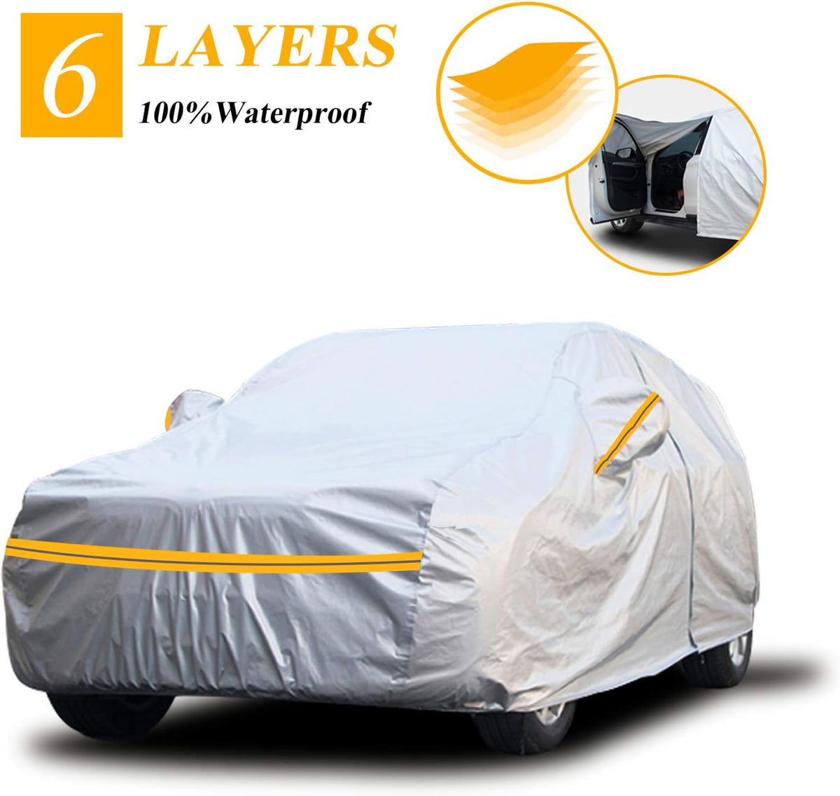 6 Layers Waterproof Car Cover with Zipper Cotton Z59979