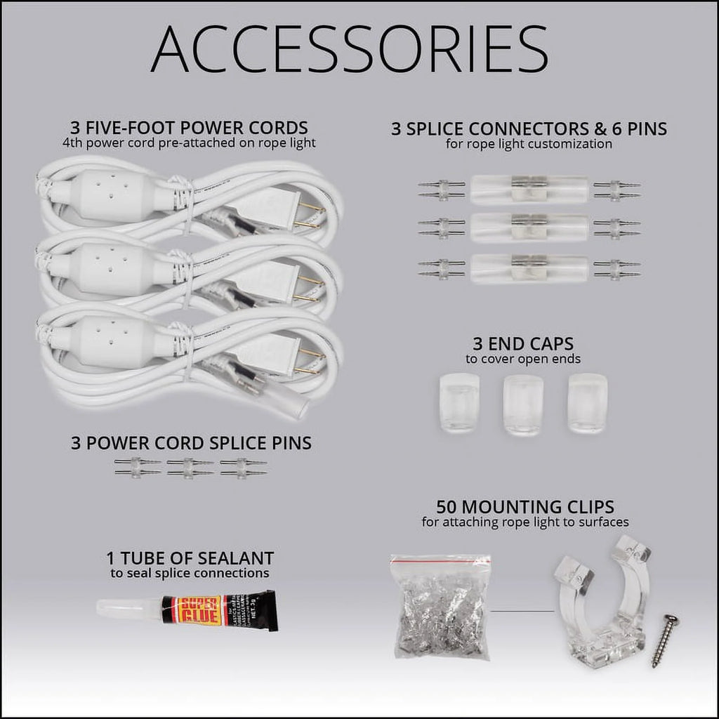 150 ft. Warm White LED Rope Light, 120V, 1/2 Inch, 2-Wire T428