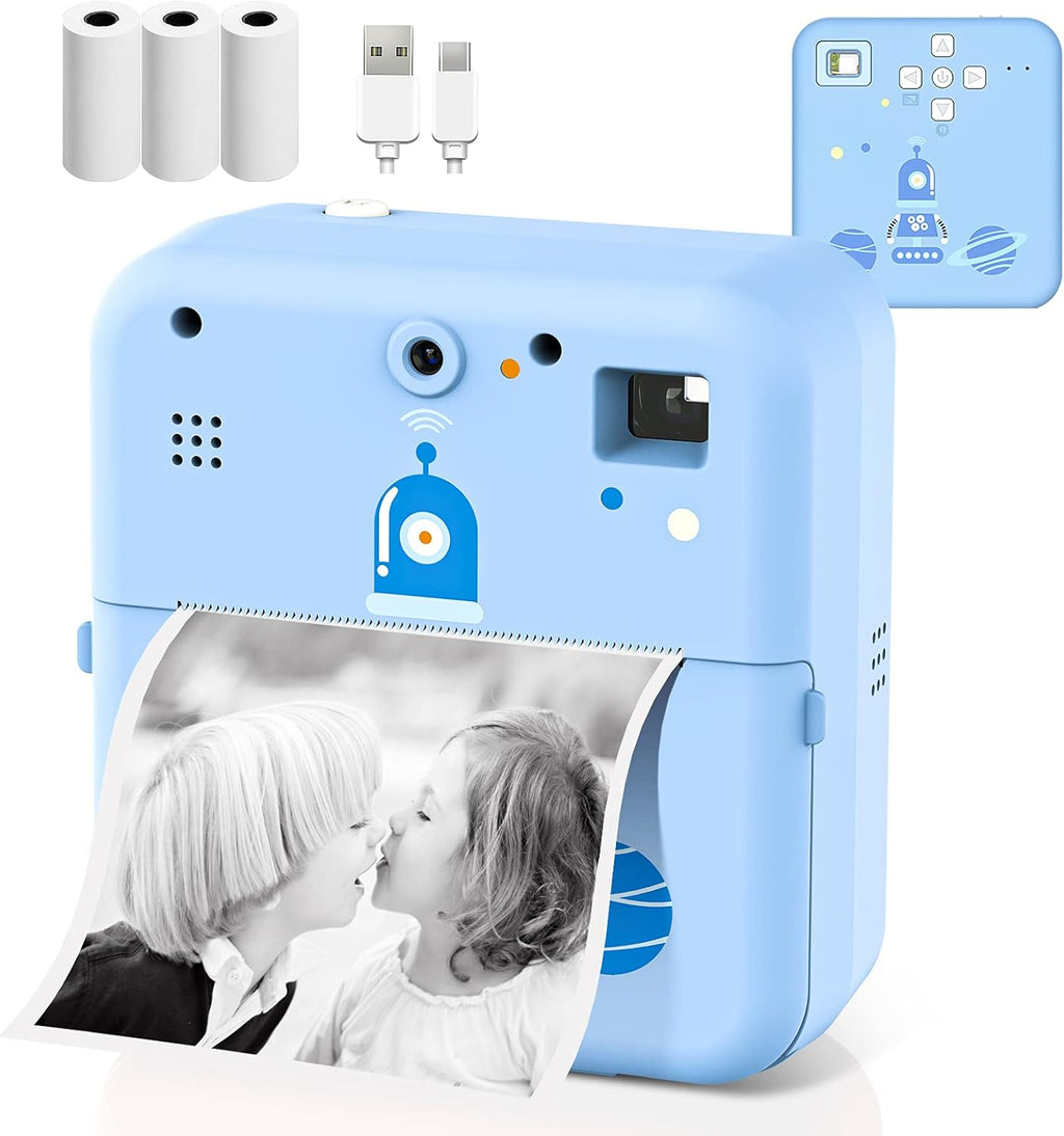 Blue Instant Print Camera for Kids with 3 Rolls Paper Film V569