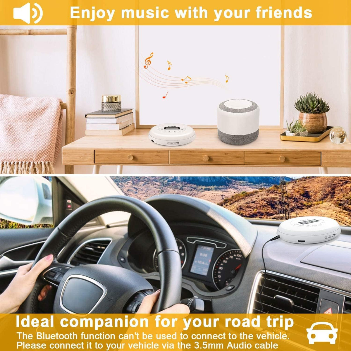 Portable CD Player with Bluetooth, LCD Display, Pack of 2 V548459