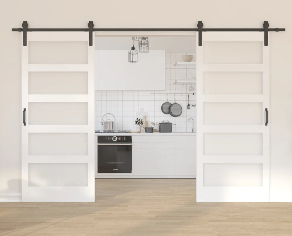 36''×84'' Frosted Glass Barn Door x 2 with Hardware Kit L6544