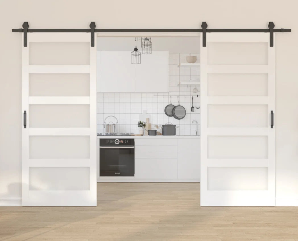36''×84'' Frosted Glass Barn Door x 2 with Hardware Kit L6544