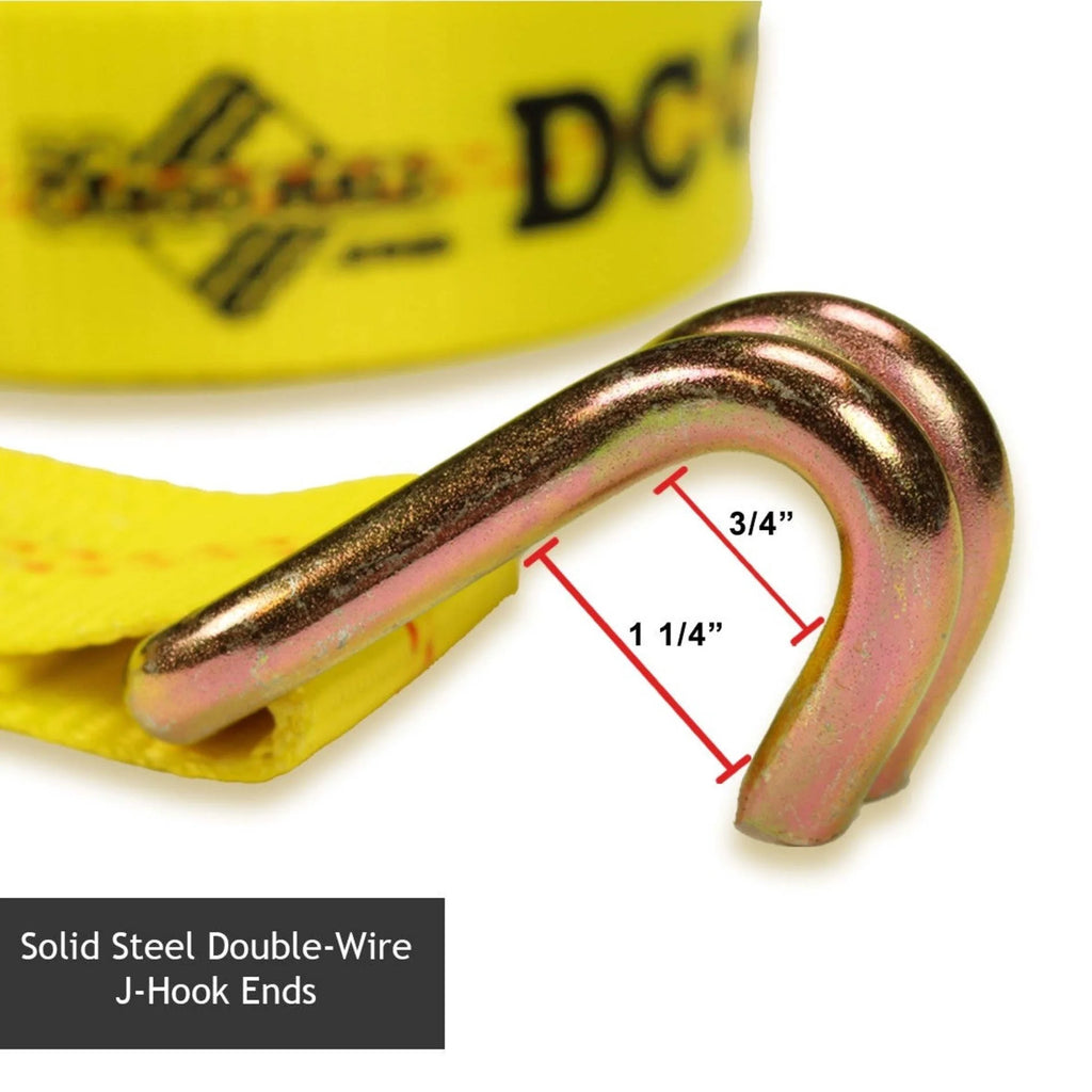 2 Heavy Duty Ratchet Straps with J Hooks, 2" x 27' Tie-Down Cargo Truck Straps V54572