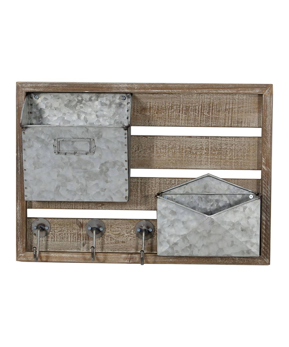 Wood and Metal Wall Mail Organizer M914176