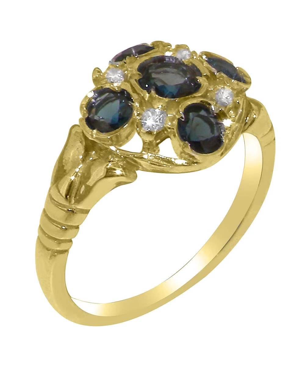 14k Yellow Gold London Blue Topaz Diamond Statement Ring O42405