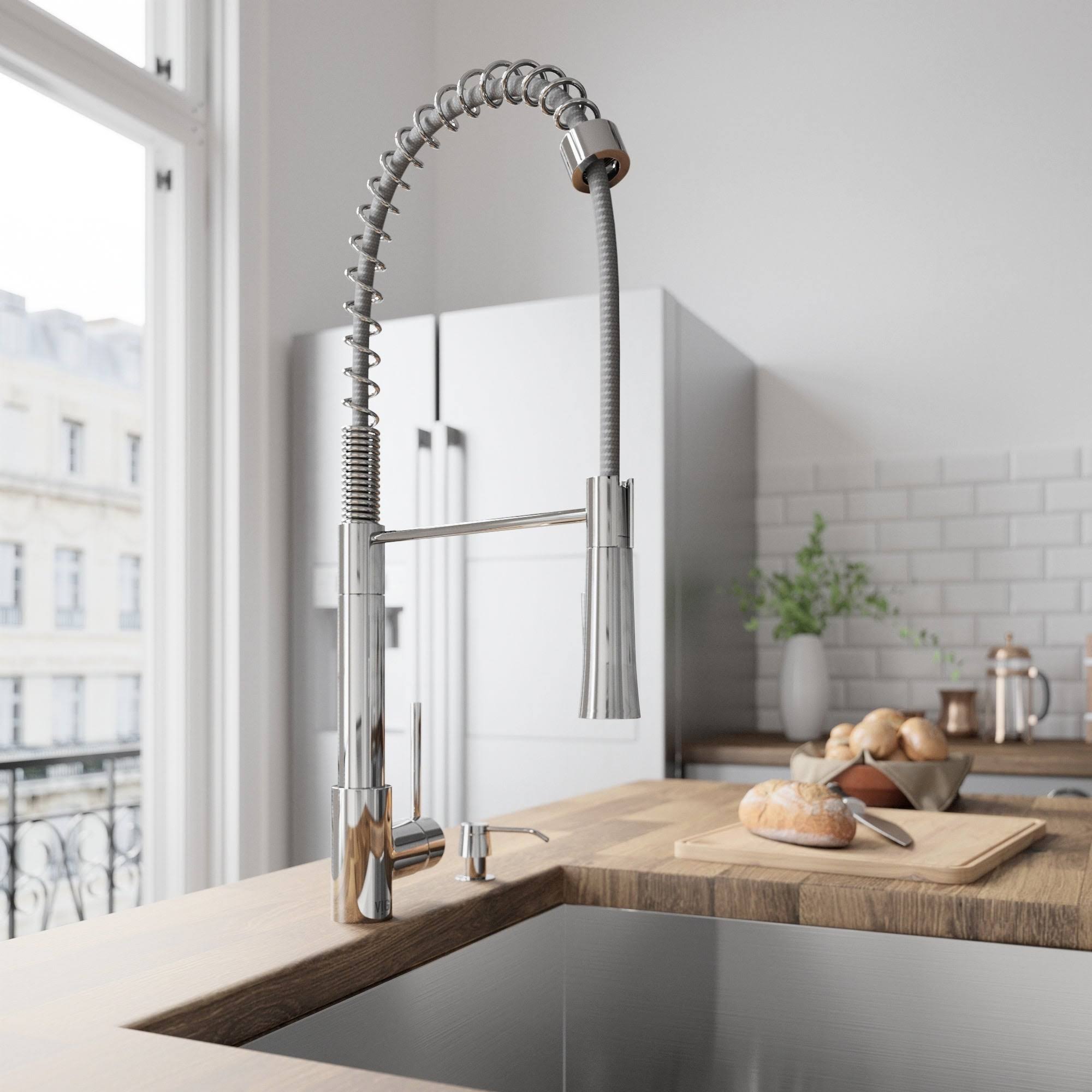 Chrome Pull-Down Spray Kitchen Faucet with Soap Dispenser K67313