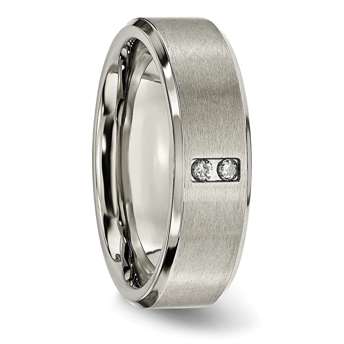 Titanium Satin & Polished with Diamonds 7mm Band E77178