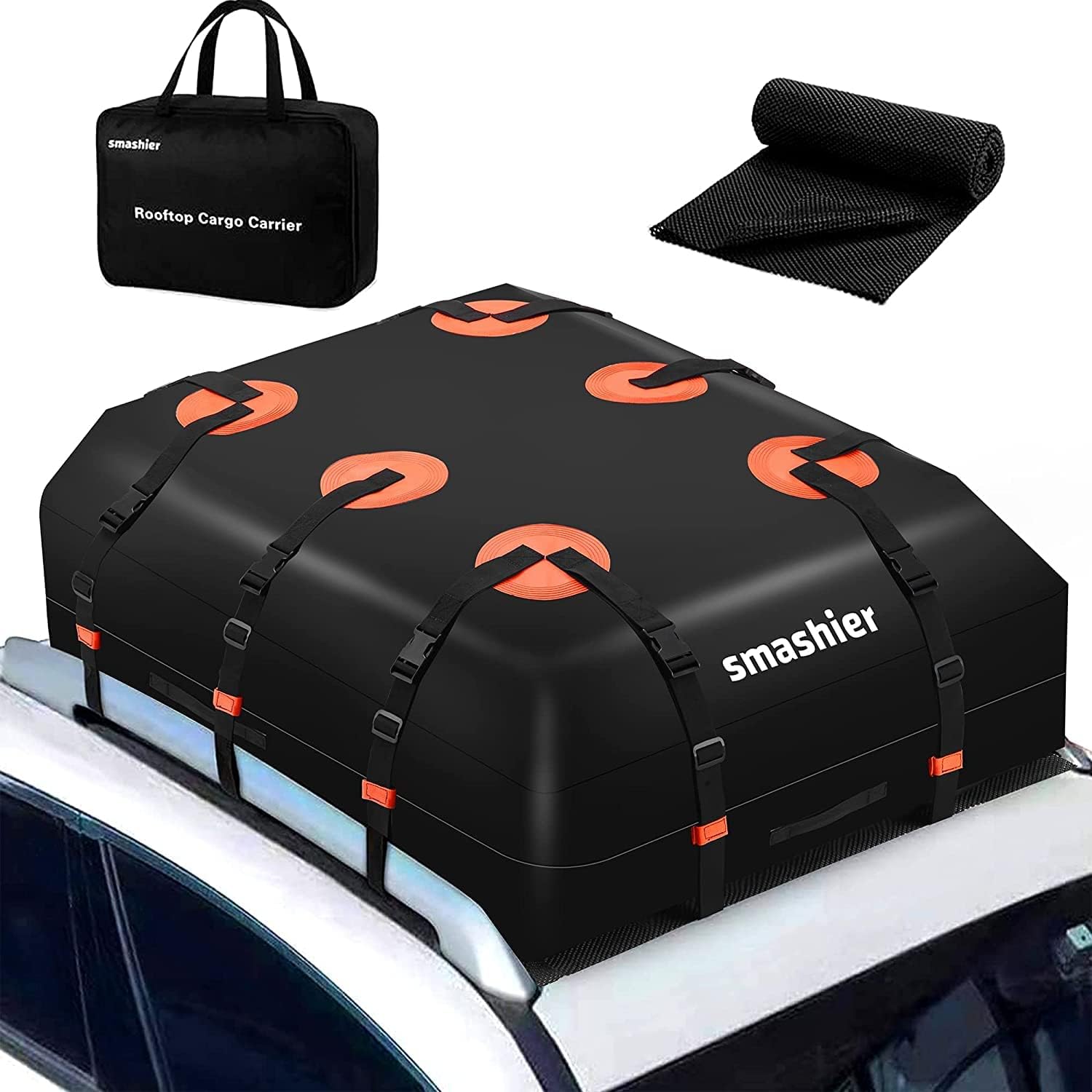 16 Cubic Ft Waterproof Nylon Roof Bag with Anti-Slip Mat Y5432