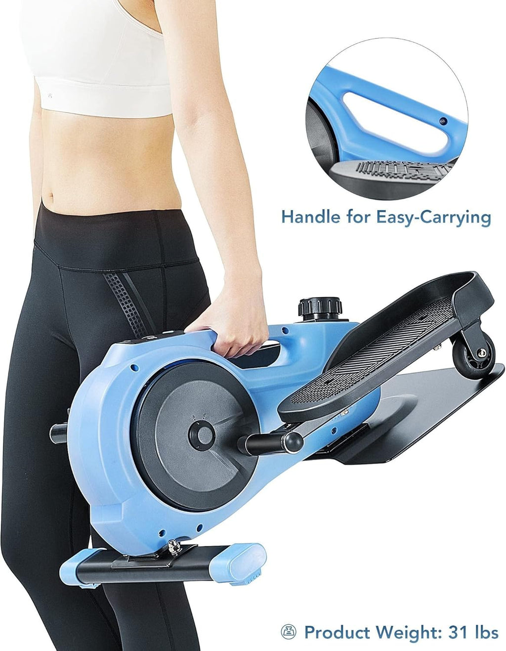 Under Desk Elliptical Pedal Exerciser with 8 Levels Adjustable Magnetic Resistance and LCD Monitor O282334