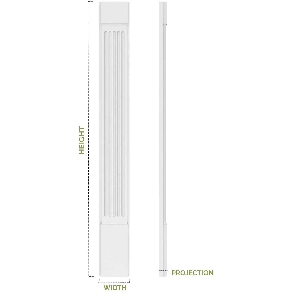 8x22W x 108x22H x 2x22P Flat Panel PVC Pilaster with Decorative Capital & Base (Pair) Z37741