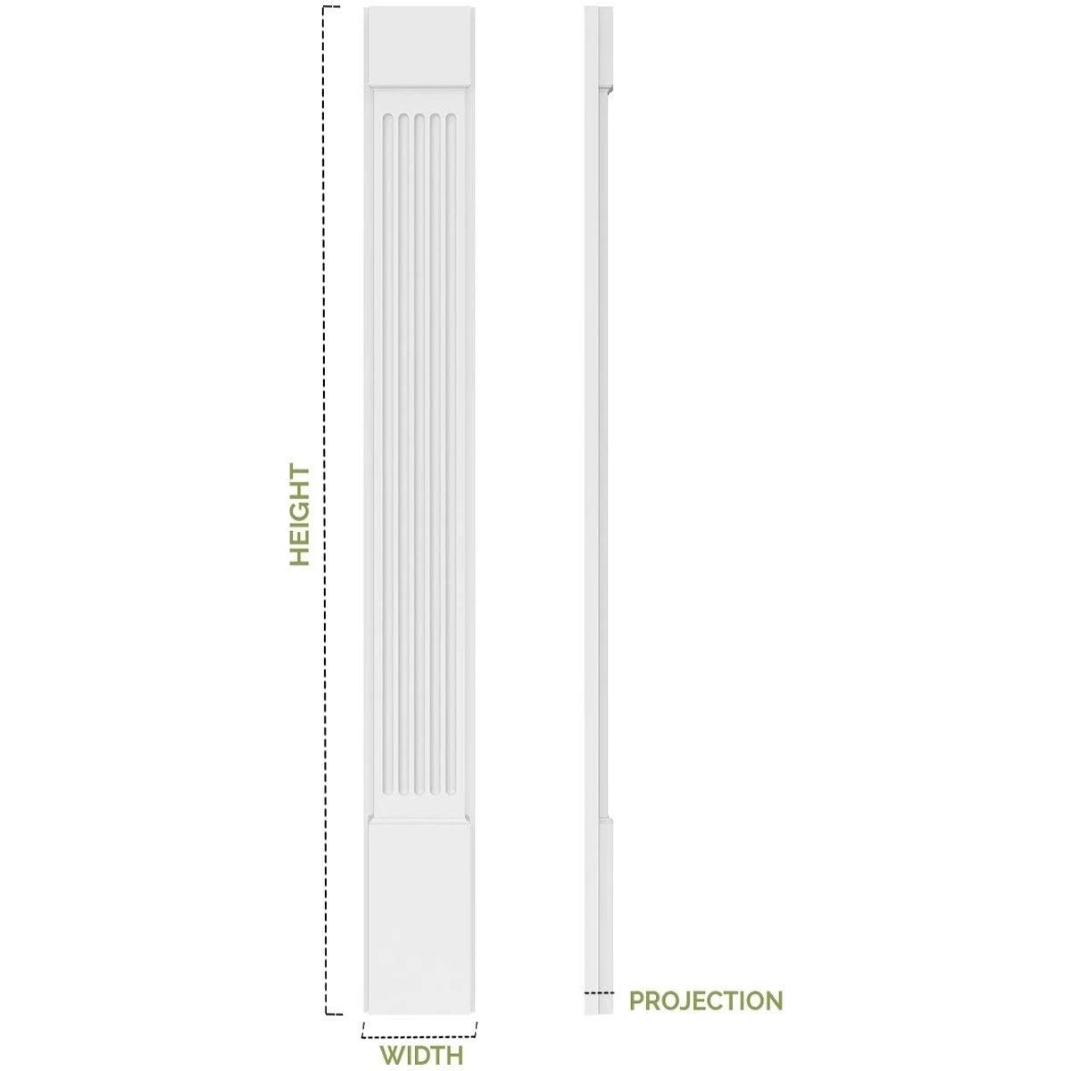 8x22W x 108x22H x 2x22P Flat Panel PVC Pilaster with Decorative Capital & Base (Pair) Z37741