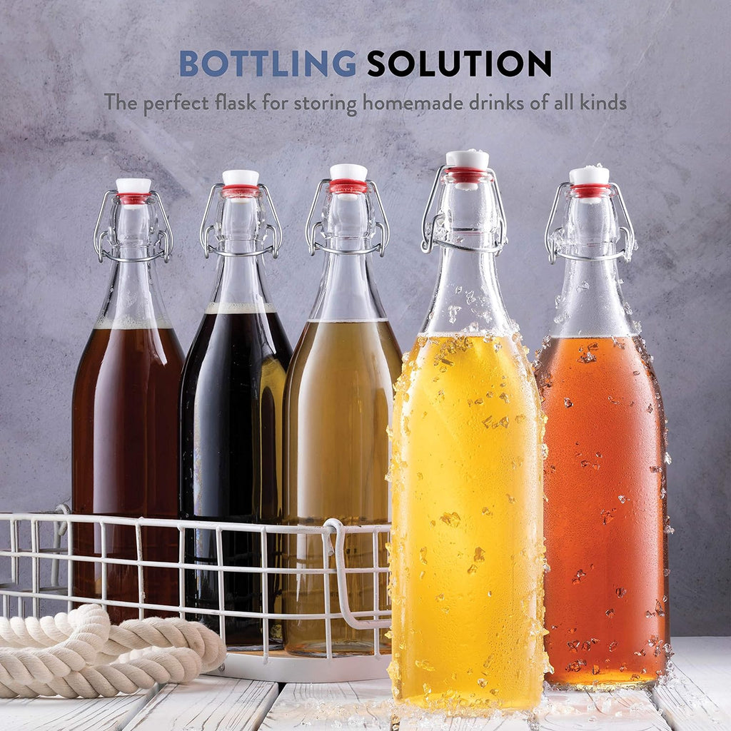 Clear Glass Swing Top Bottles 6 Pack 1 Liter I508