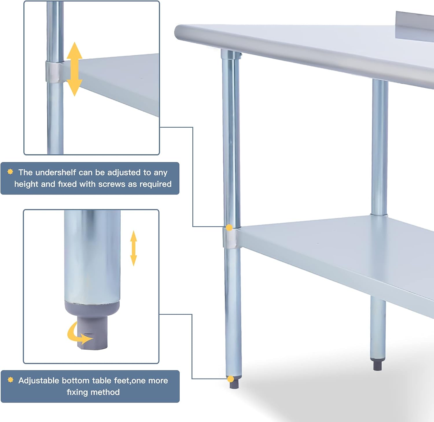 Stainless Steel 24 x 18 Inches Worktable with Backsplash F29894