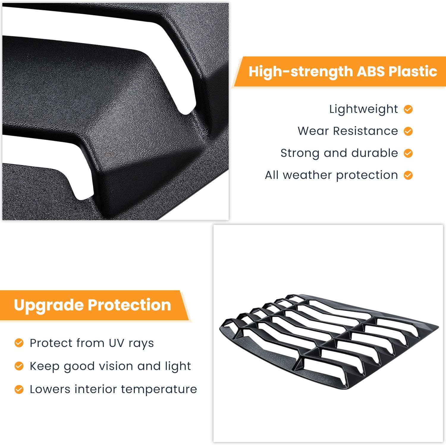 Matte Black Rear Side Window Louvers Sun Shade Cover for Camaro 2010 2011 2012 2013 2014 2015 M7867