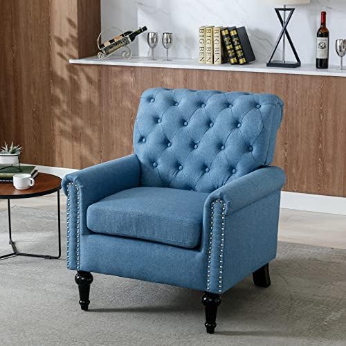 Chenille Fabric Accent Chair with Footrest D8925