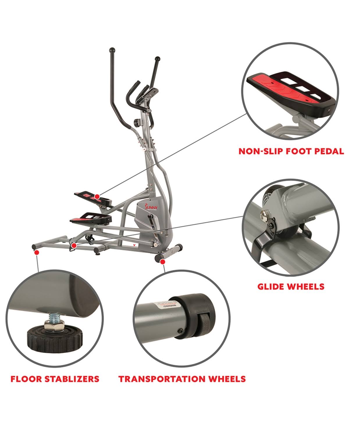 Gray Magnetic Elliptical Trainer U649043
