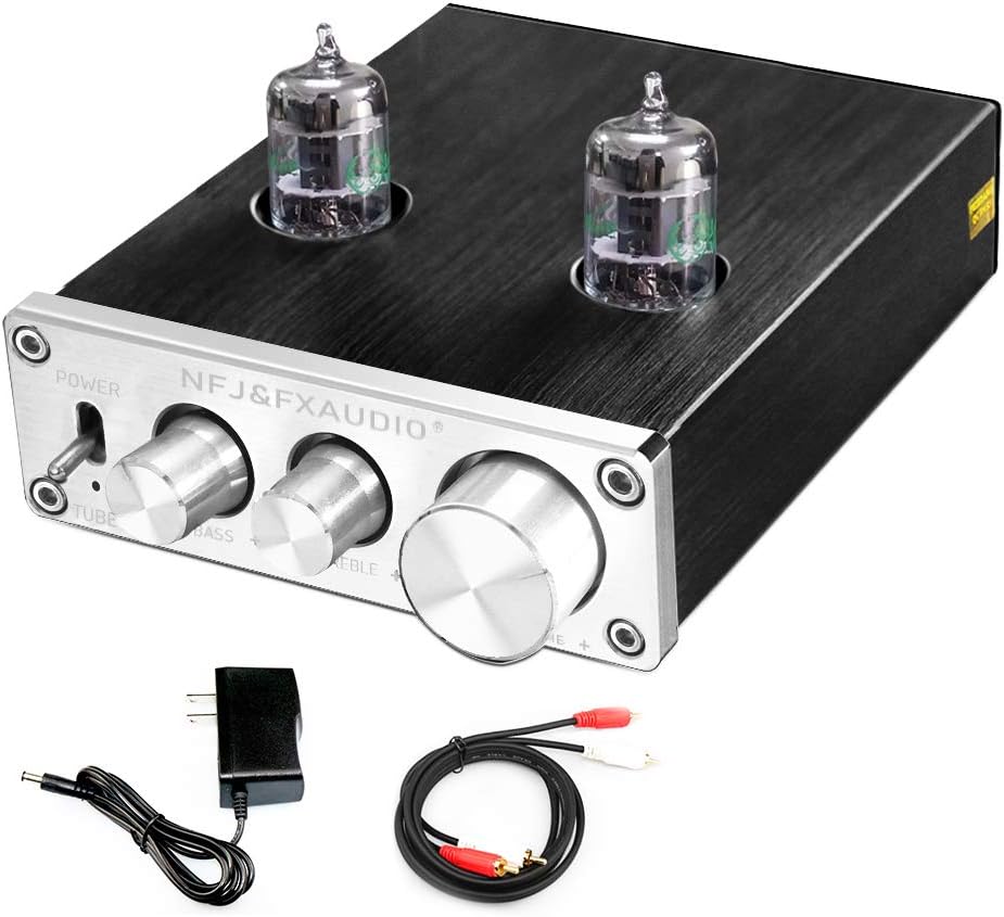 Tube Preamp with Bass & Treble Control Stereo Audio Preamplifier Silver Pack of 2 N4934