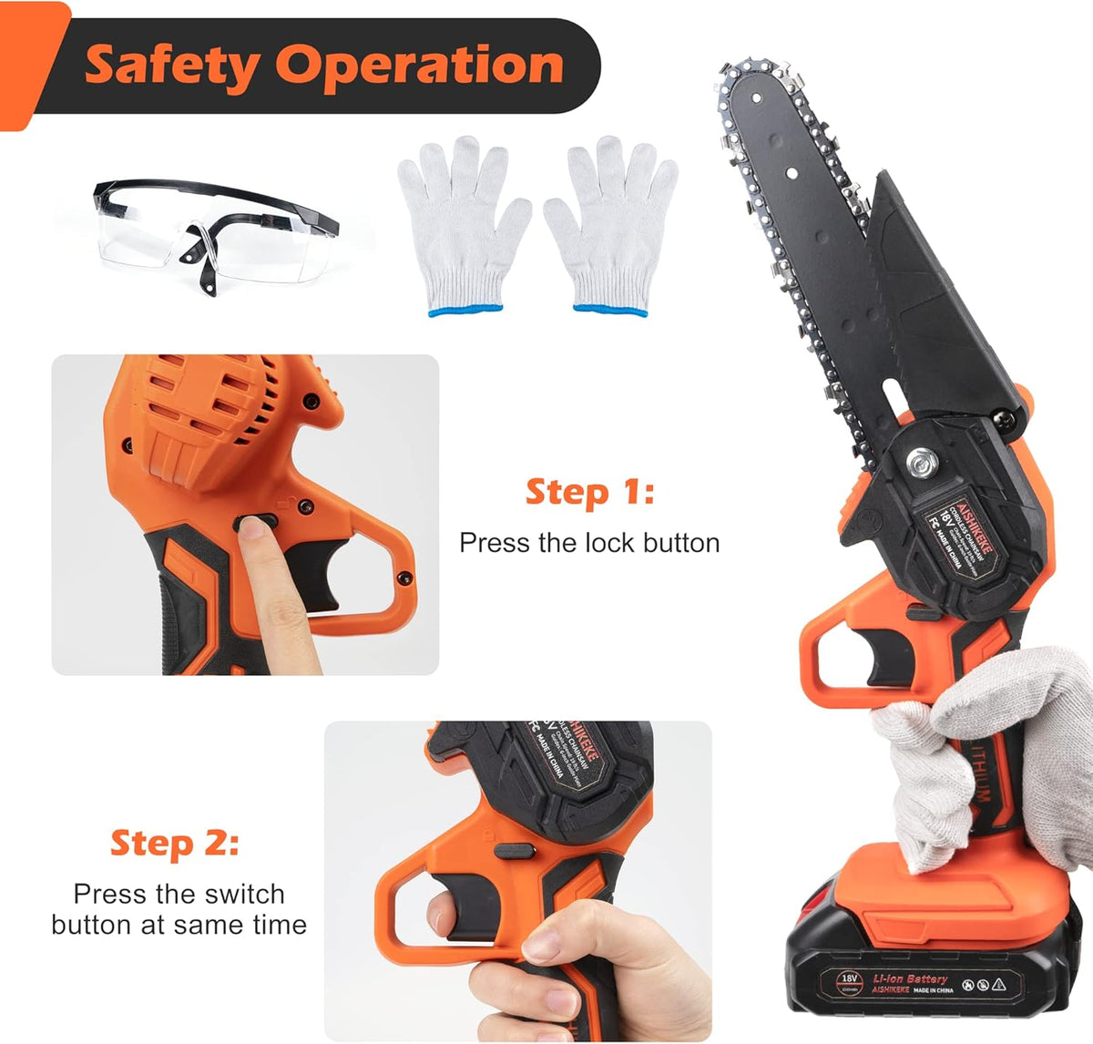 Mini Chainsaw 6 Inch Cordless Pruning Saw with 2 Rechargeable Battery H524275
