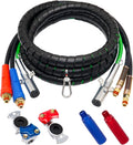 15Ft 3 in 1 ABS 7 Way Electrical Cable and Rubber Air Line Hose Wrap Assembly with Aluminum Service Emergency Glad Hands and Extension Handles for Semi Truck Trailer Tractor S53940