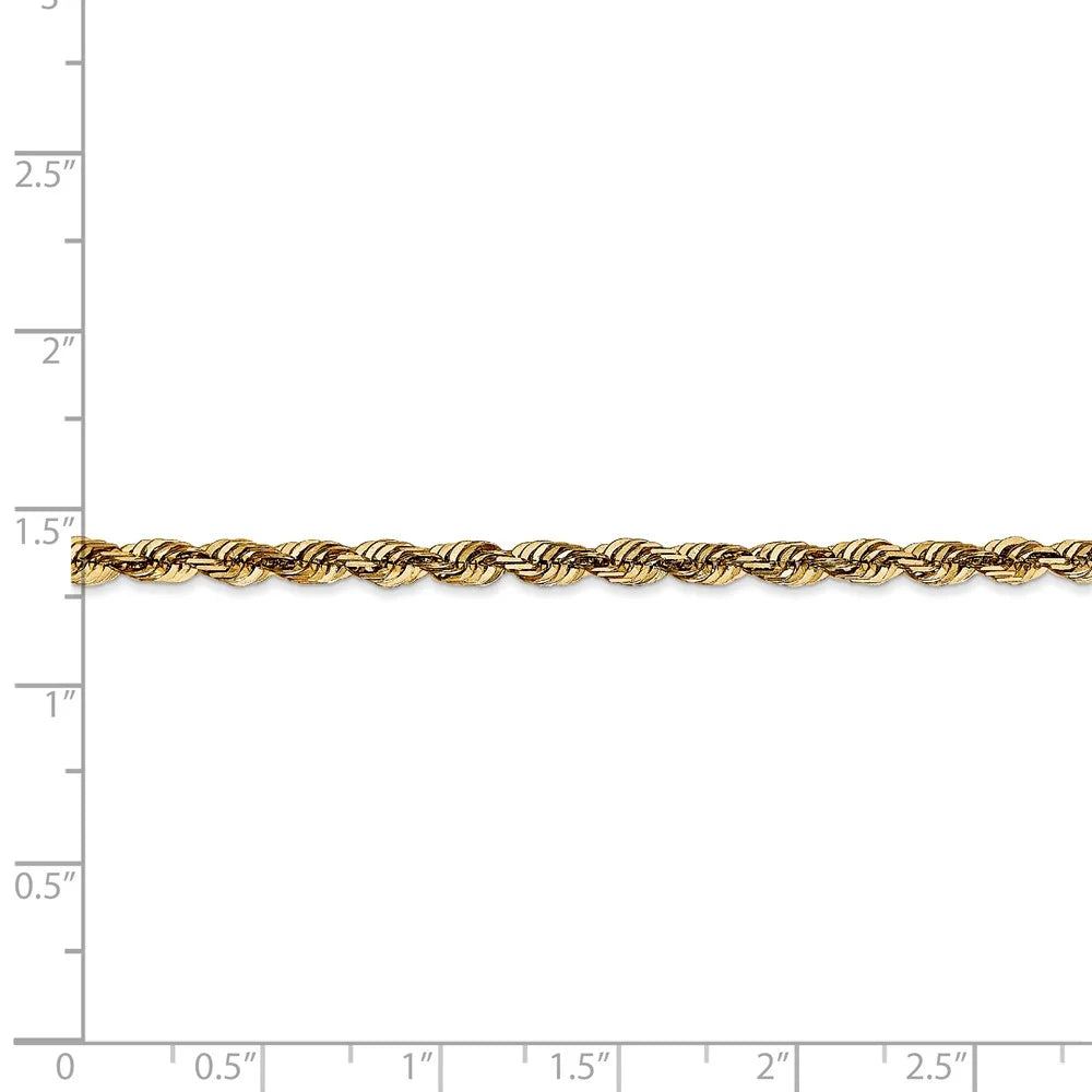 14kt Yellow Gold Diamond Cut Rope Chain with Lobster Clasp W492