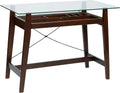 42-Inch Solid Wood Computer Desk with Tempered Glass Top, Espresso Finish V605164