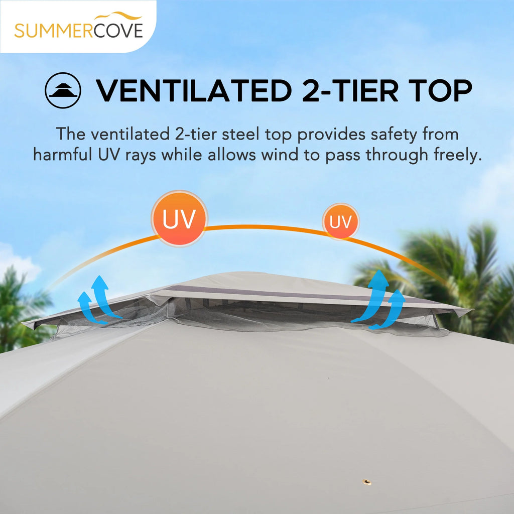 11' x 13' Gray Rectangle Soft-top Gazebo C76963
