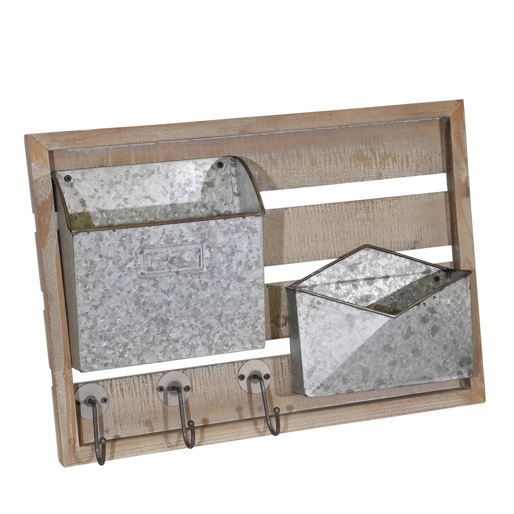 Wood and Metal Wall Mail Organizer M914176