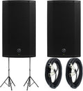1300W 15 Powered Loudspeaker (Pair) with Steel Speaker Stand and XLR-XLR Cable, Black D78473