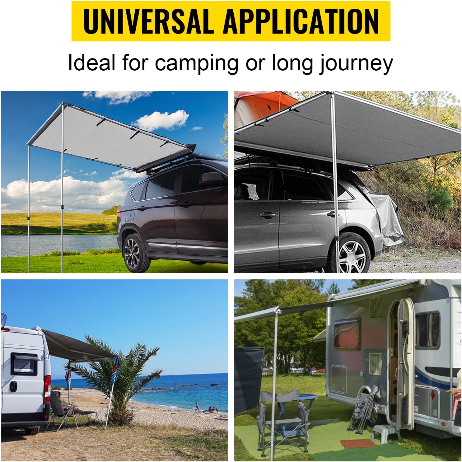 Grey Pull-Out Retractable Vehicle Awning with Carry Bag Y811