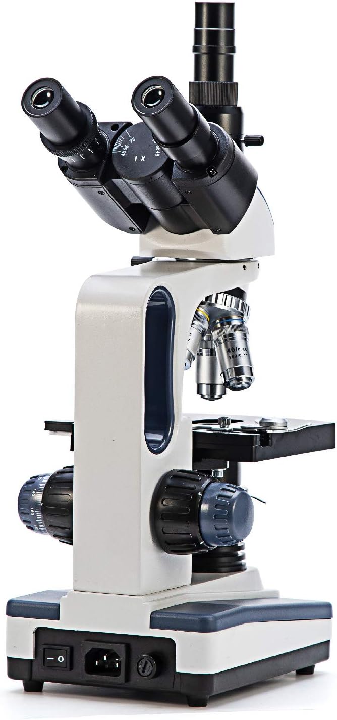 Trinocular Compound Microscope, 40X-2500X Magnification, Two-Layer Mechanical Stage M96650