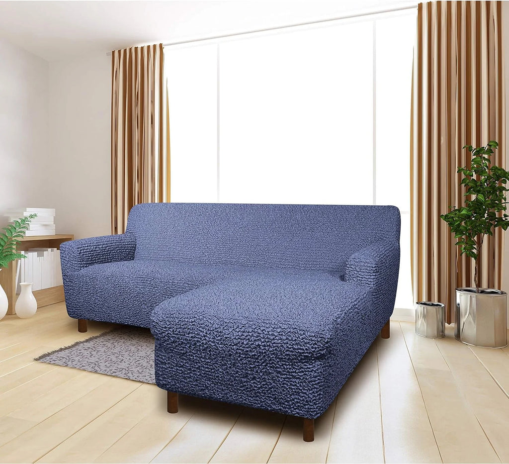 Blue Right-Facing Chaise Sectional Sofa Slipcover W893211