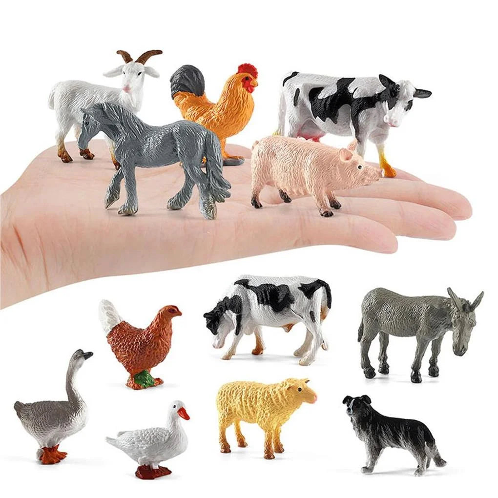 12Pcs Simulation Farm Animals Figurines E813