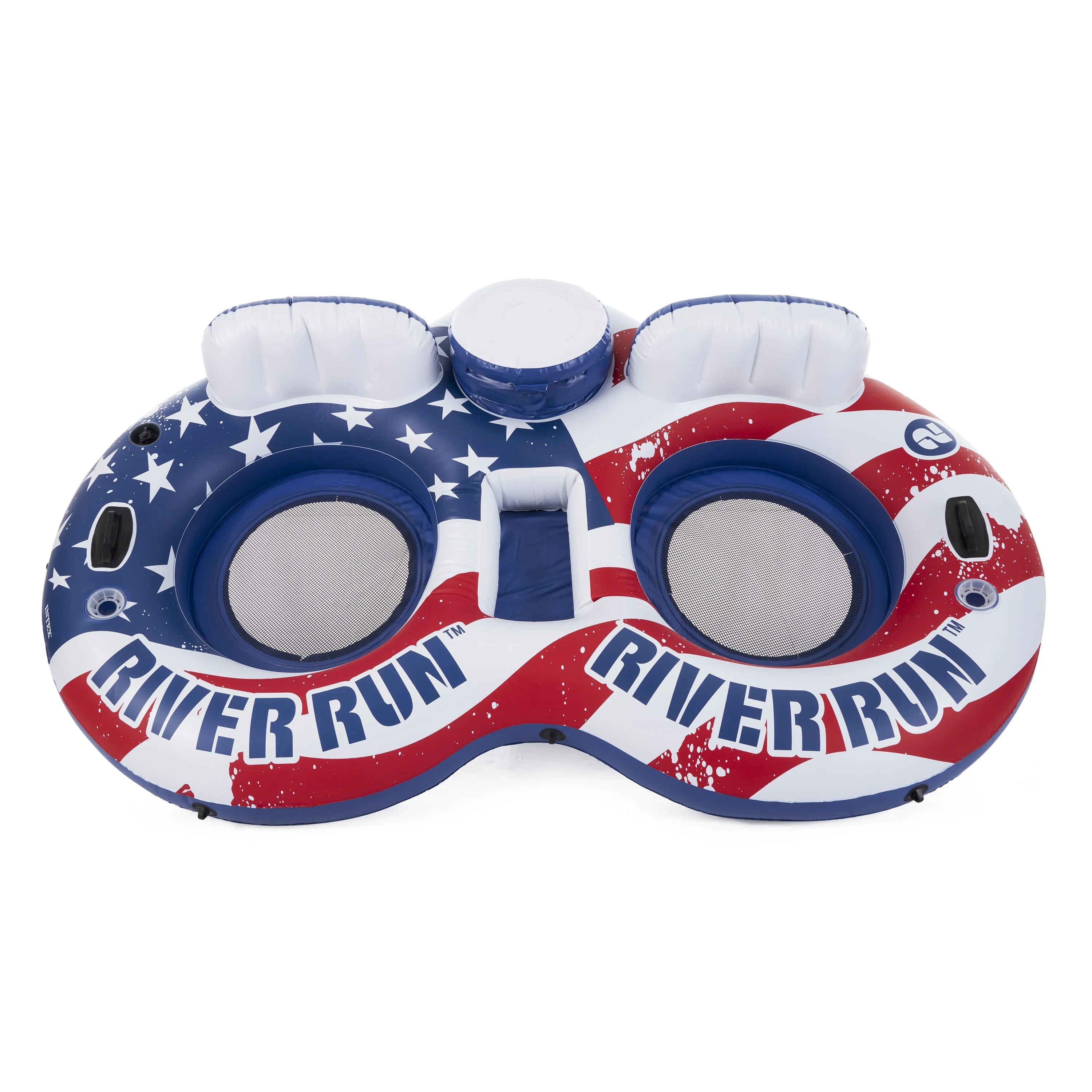 Inflatable American Flag 2 Person Pool Float with Cooler (2 Pack) L924138