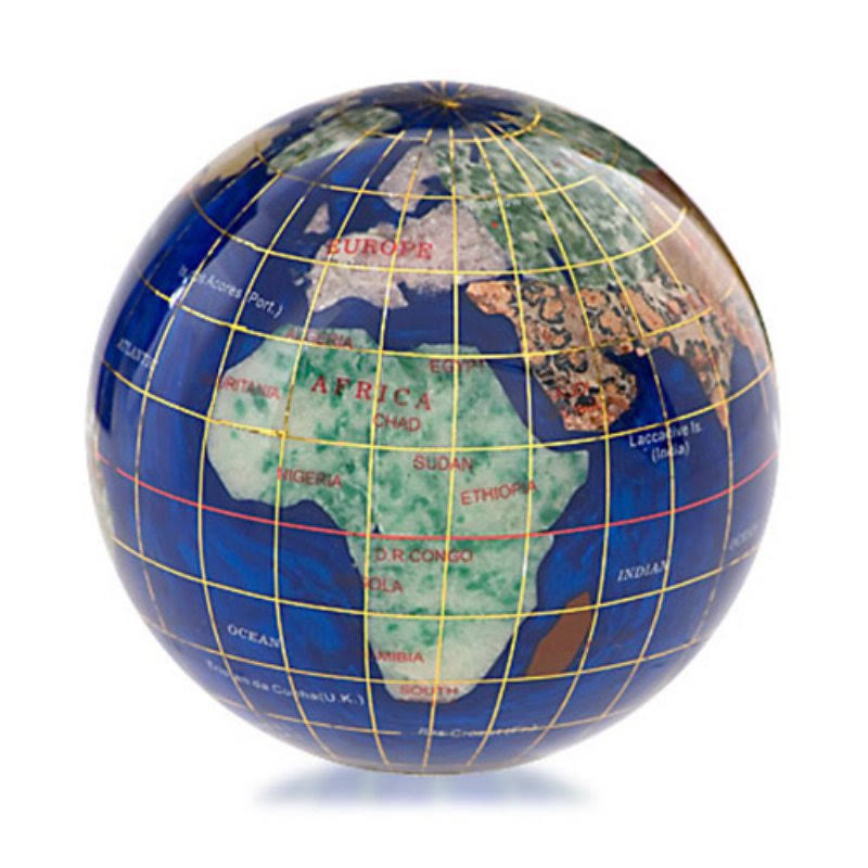 Caribbean Blue Gemstone Globe Paperweight J48518