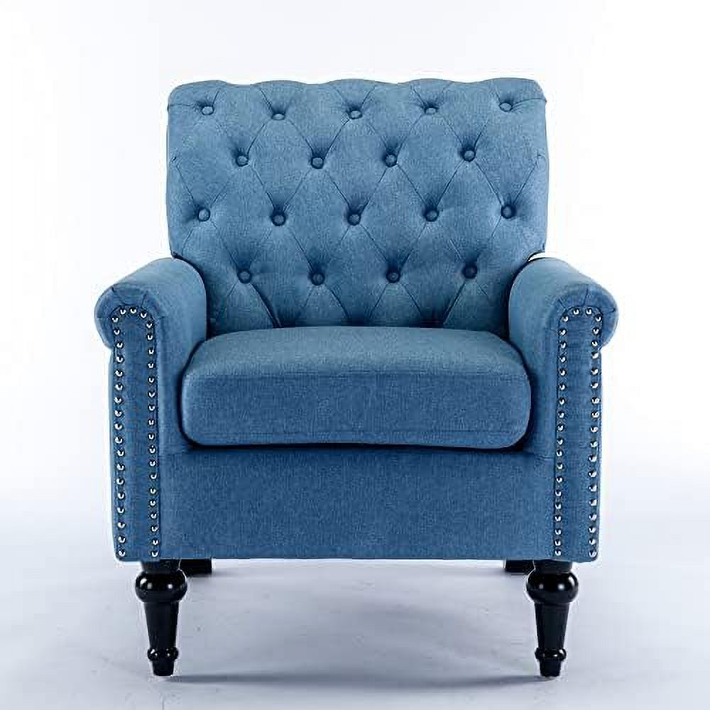 Chenille Fabric Accent Chair with Footrest D8925