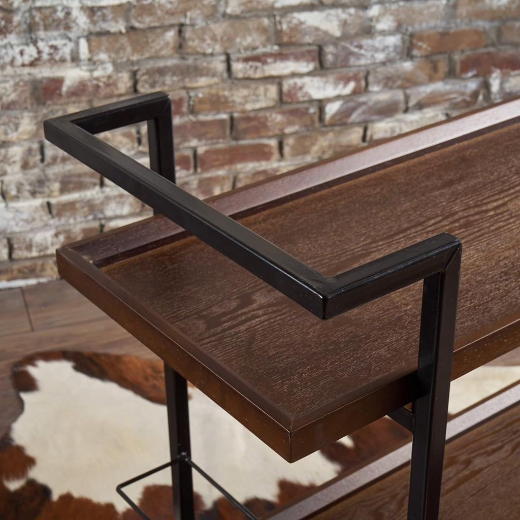 Dark Walnut Wooden Bar Cart C74823