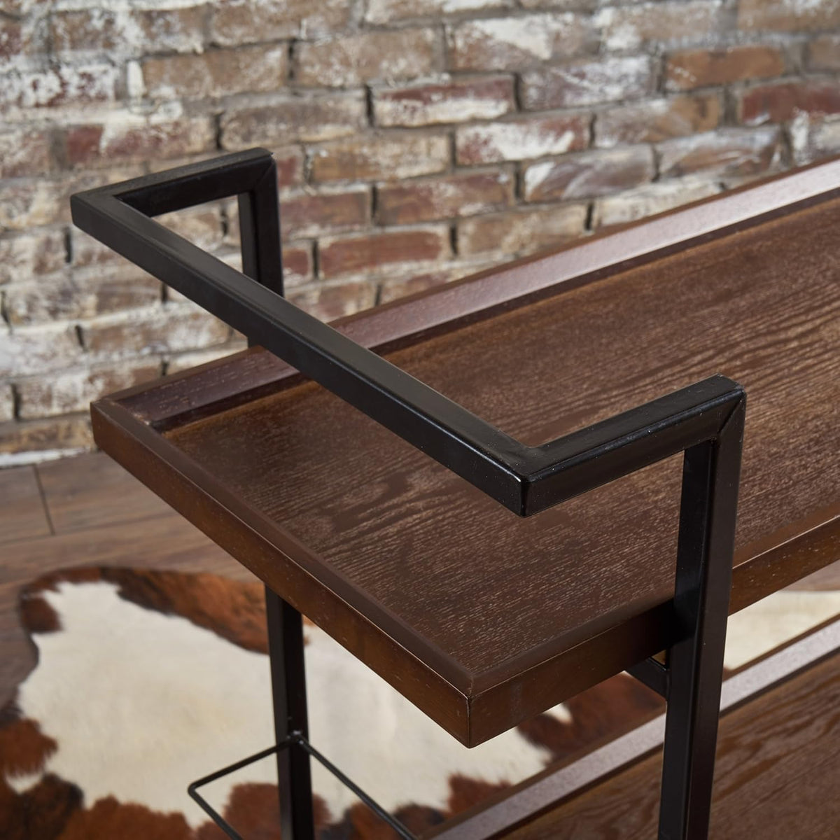 Dark Walnut Wooden Bar Cart C74823